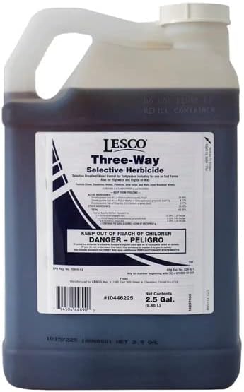 Lesco's Three-Way Selective Herbicide for residential and commercial weed management.