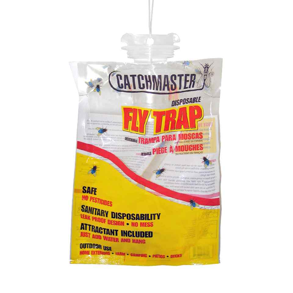 DIY Pest Warehouse&#39;s Catchmaster Disposable Fly Bag Trap for outdoor fly control.