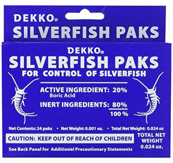 Dekko silverfish pack directions and caution statement