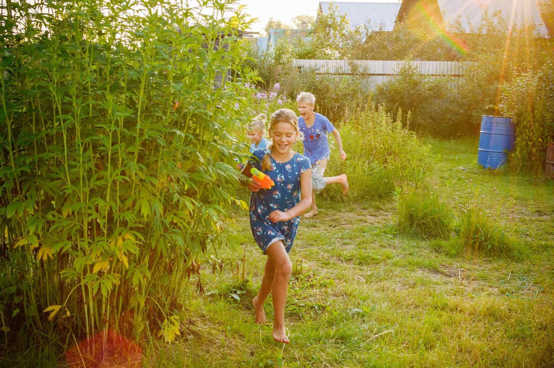 Kids playing in the backyard