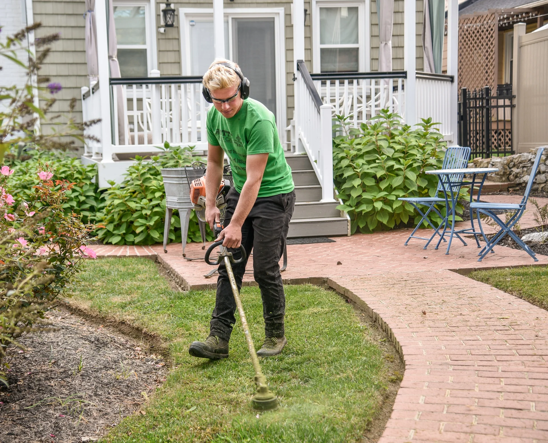 man mowing a lawn